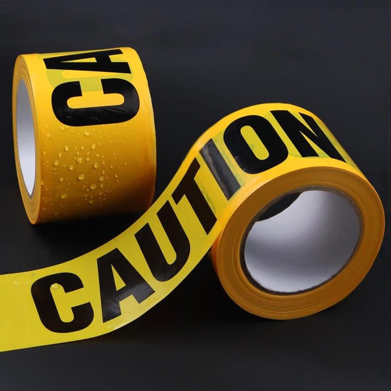 Sunroda Yellow Caution Tape 2 Pack, 3" x 656FT Total Yellow Warning Tape Halloween Caution Tape Roll, Construction Tape for Danger Hazard Areas Crime Scene Halloween Party Decorations (2 Pack 656FT) - Image 1